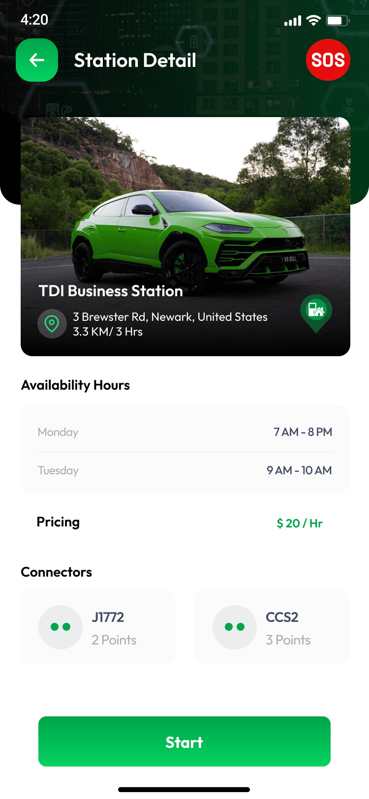 A ChargeEasy station details screen