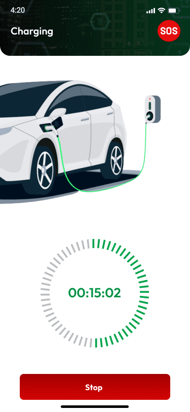 The ChargeEasy charging session screen