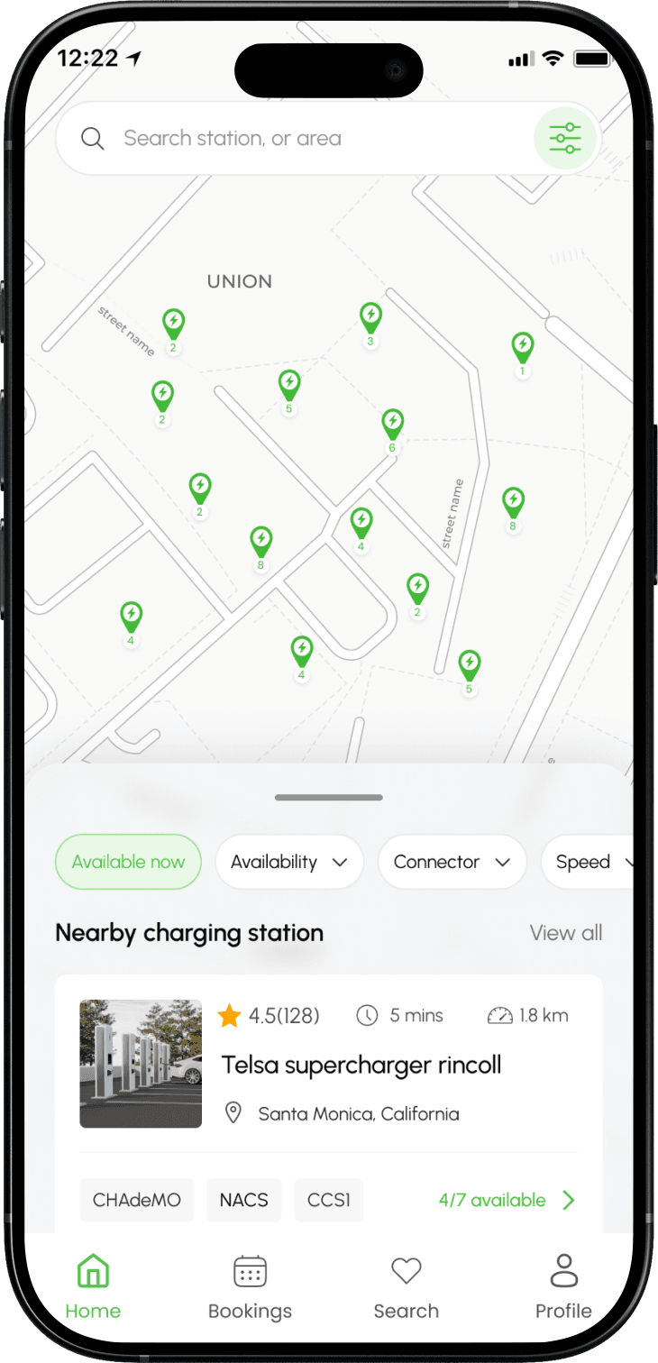 Nearby chargers shown before sign-up