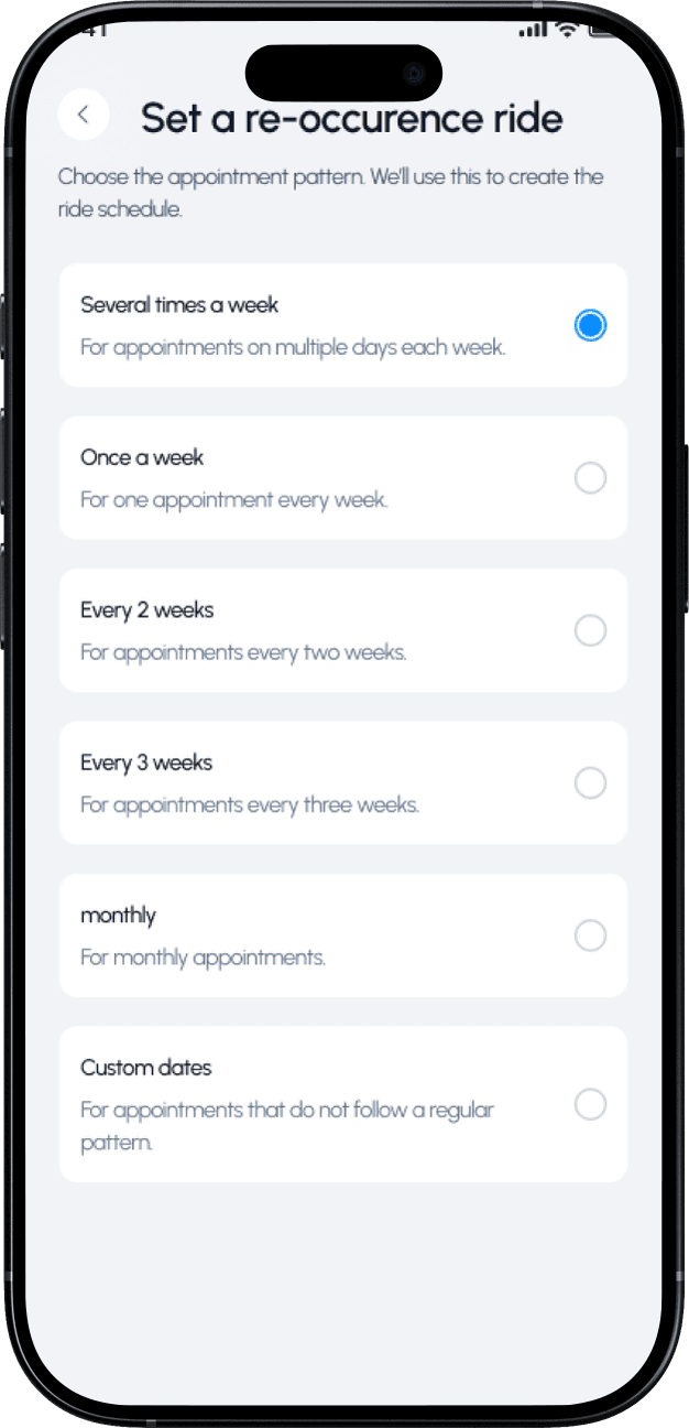 Setting up a recurring transportation plan