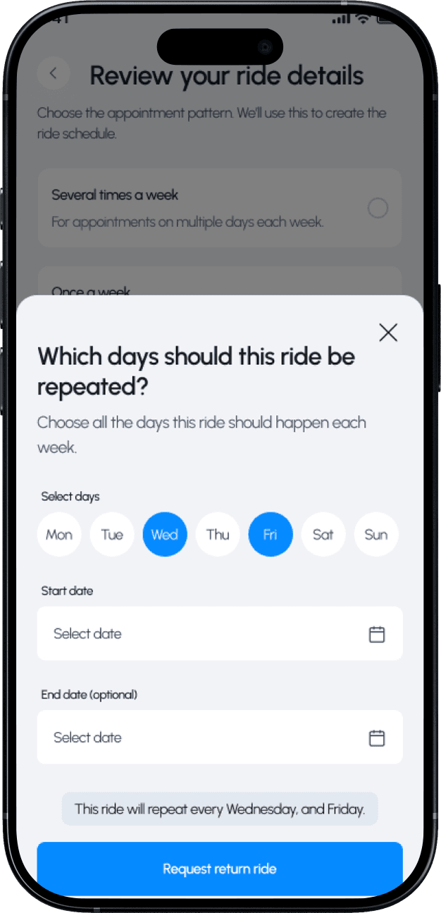 Reviewing a recurring schedule before confirming