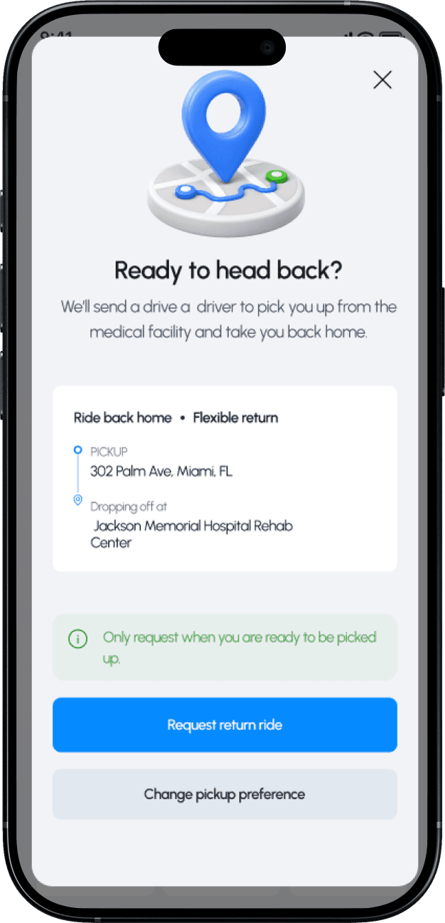 Requesting a return ride after an appointment