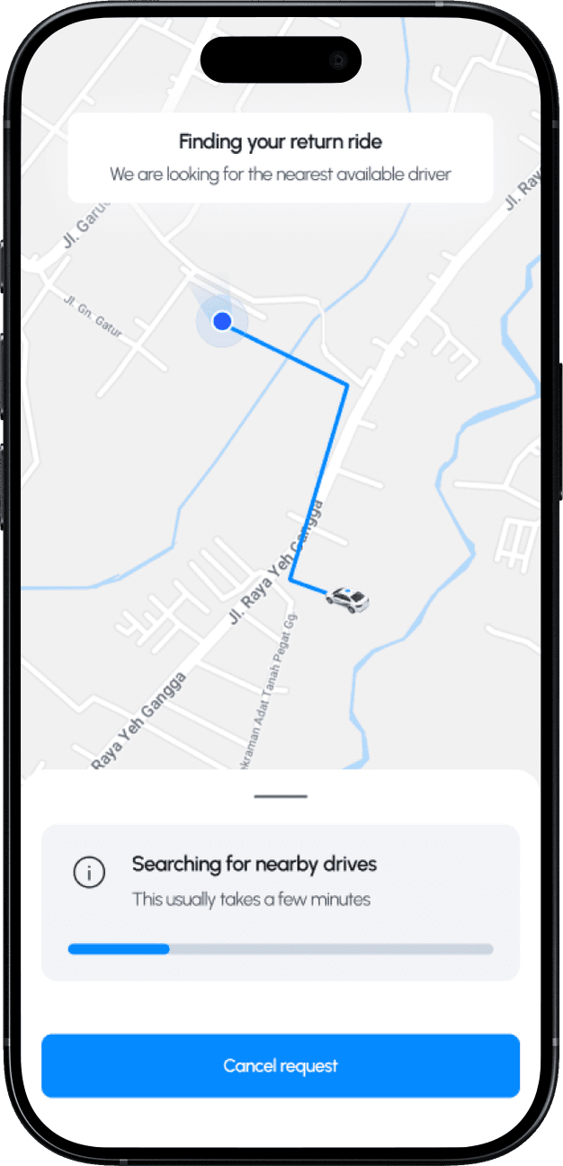 The system matching a return request to a driver