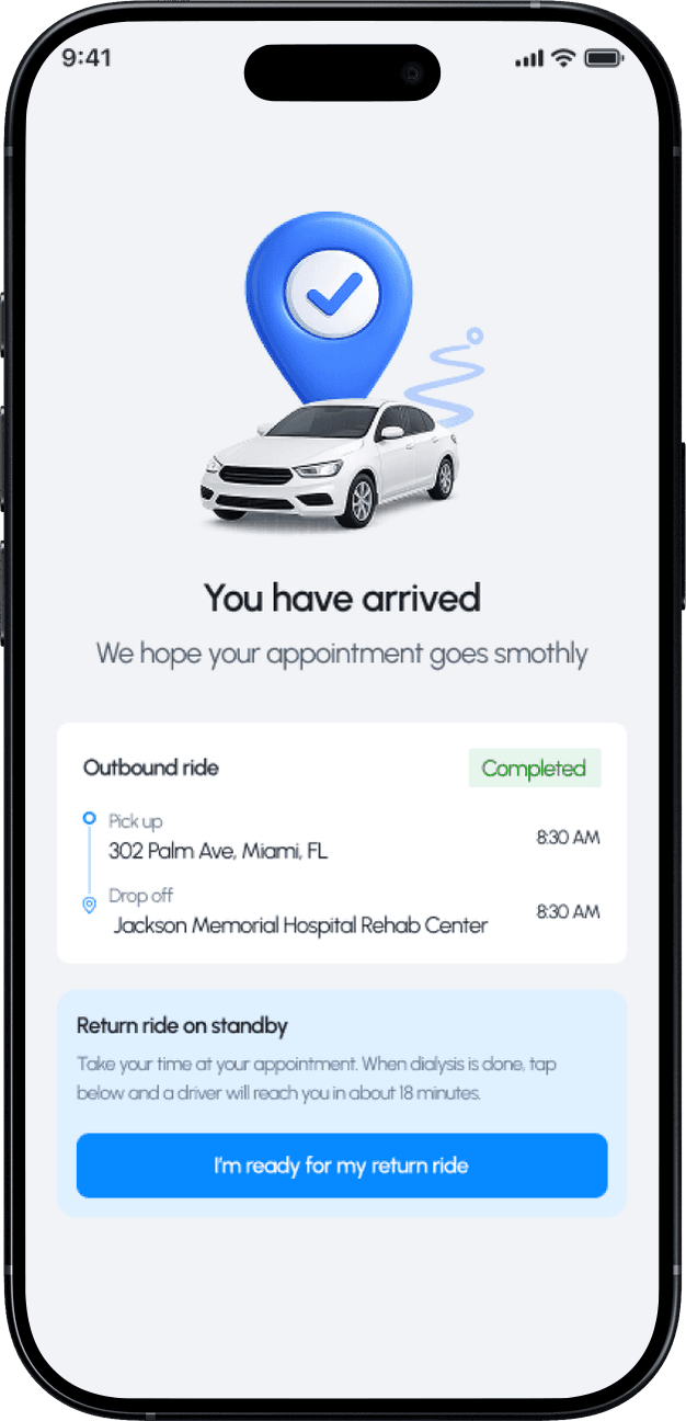 A notification that the driver has arrived